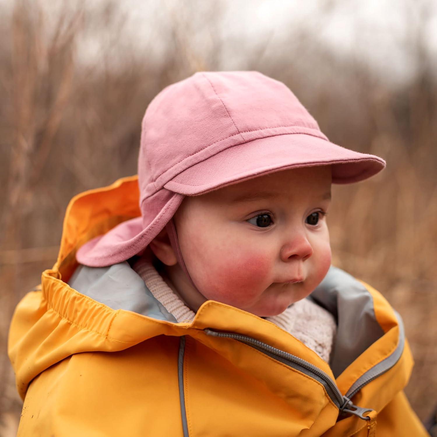 image:imageJAN amp JUL Sun Soft Baby Cap Cotton Neck Flap Hat for LittlesDusty Rose