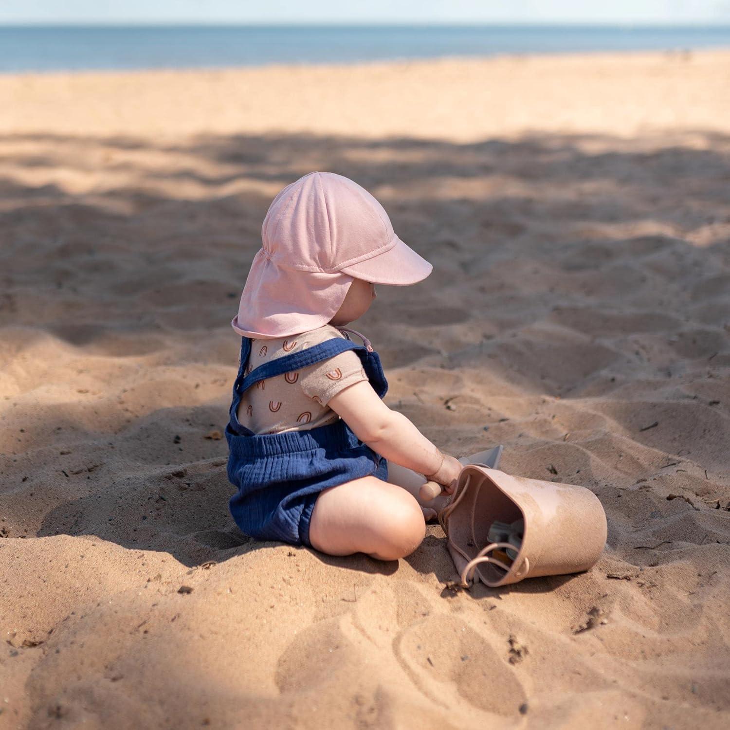 image:imageJAN amp JUL Sun Soft Baby Cap Cotton Neck Flap Hat for LittlesRose Quartz
