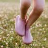 JAN & JUL Slip-on Kids Knit Shoes, Breathable Machine Washable Sneakers(Hi-top Knit Shoes: Pale Pink)