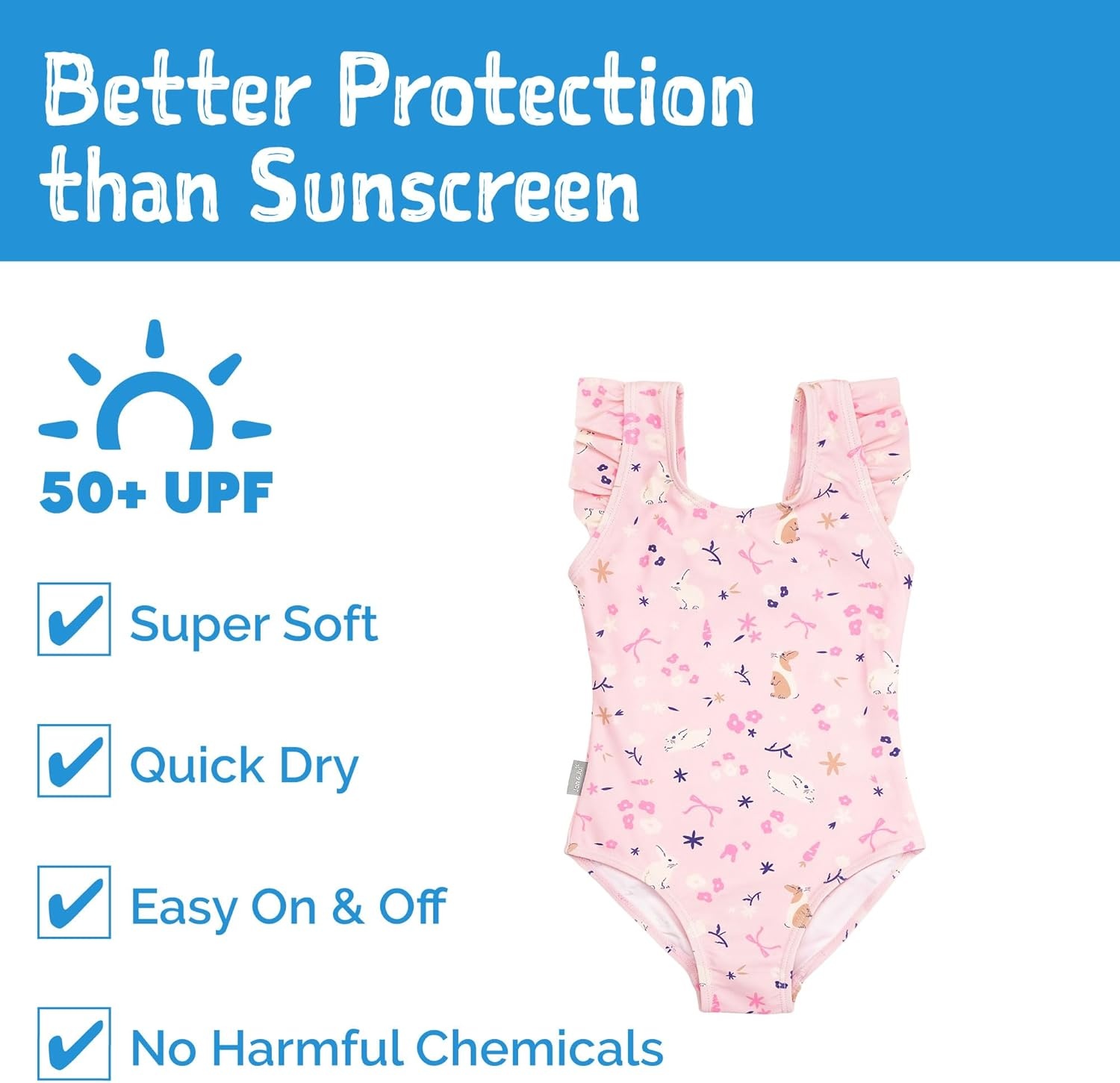 image:imageJAN amp JUL One Piece Swimsuit with Ruffle Sleeves for Toddlers and KidsBunny Flowers