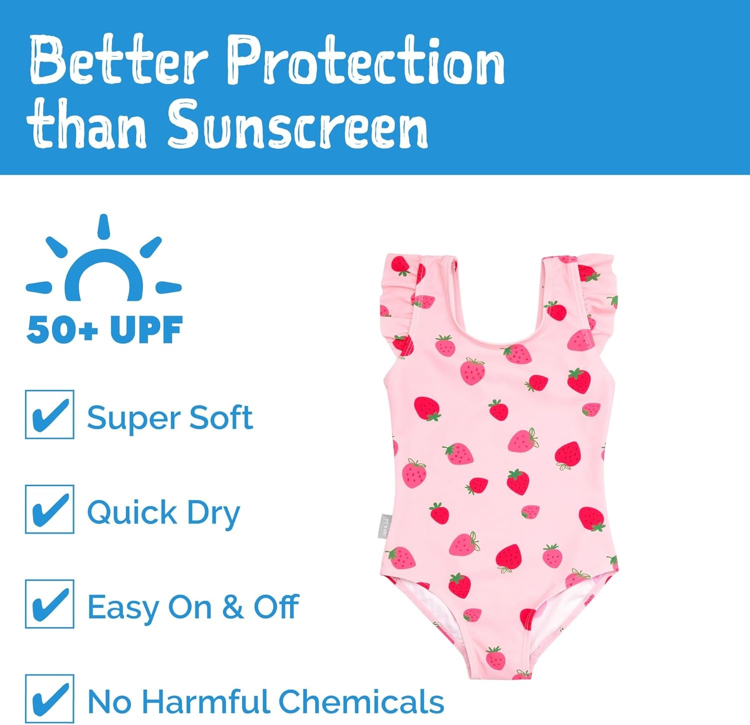 image:imageJAN amp JUL One Piece Swimsuit with Ruffle Sleeves for Toddlers and KidsPink Strawberry