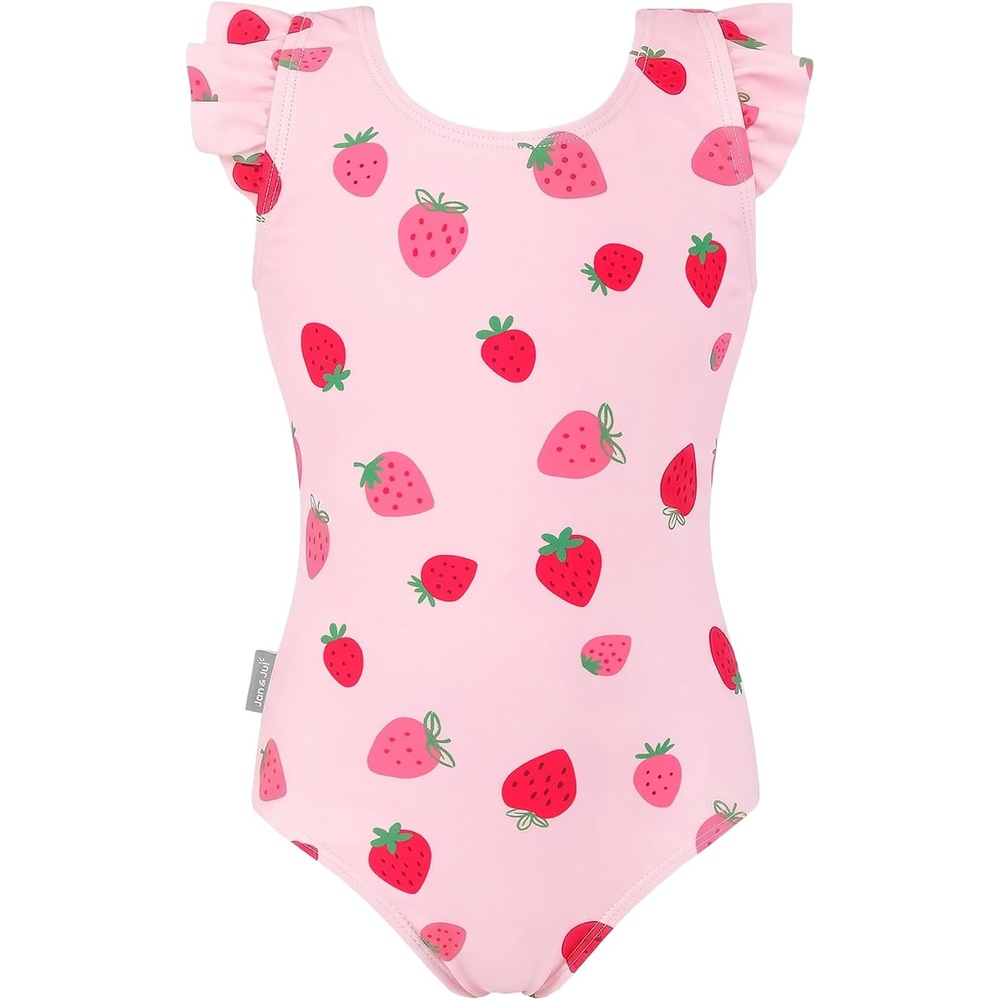 image:imageJAN amp JUL One Piece Swimsuit with Ruffle Sleeves for Toddlers and KidsPink Strawberry