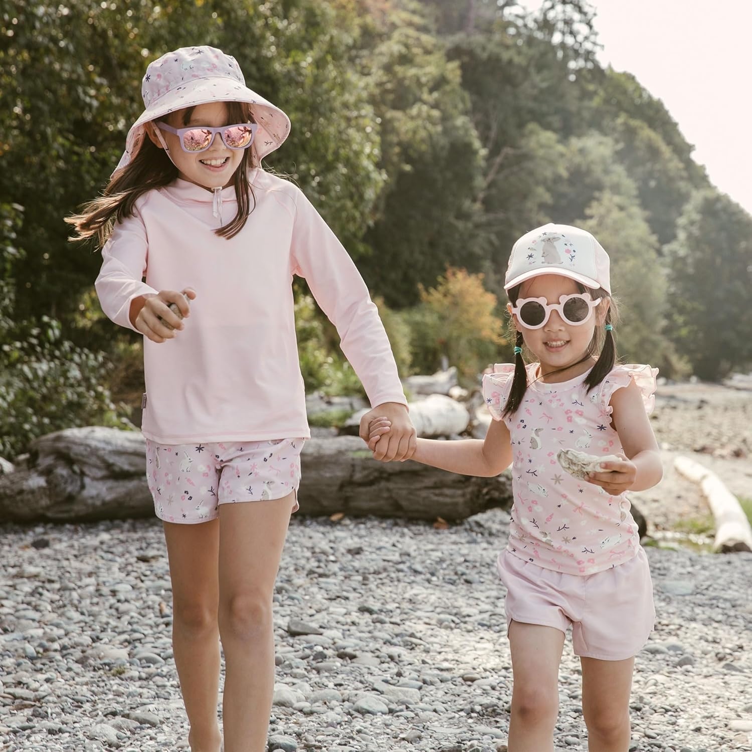 image:imageJAN amp JUL Quick Dry Beach Shirt with Ruffle Sleeves for GirlsUv Top Bunny Flowers