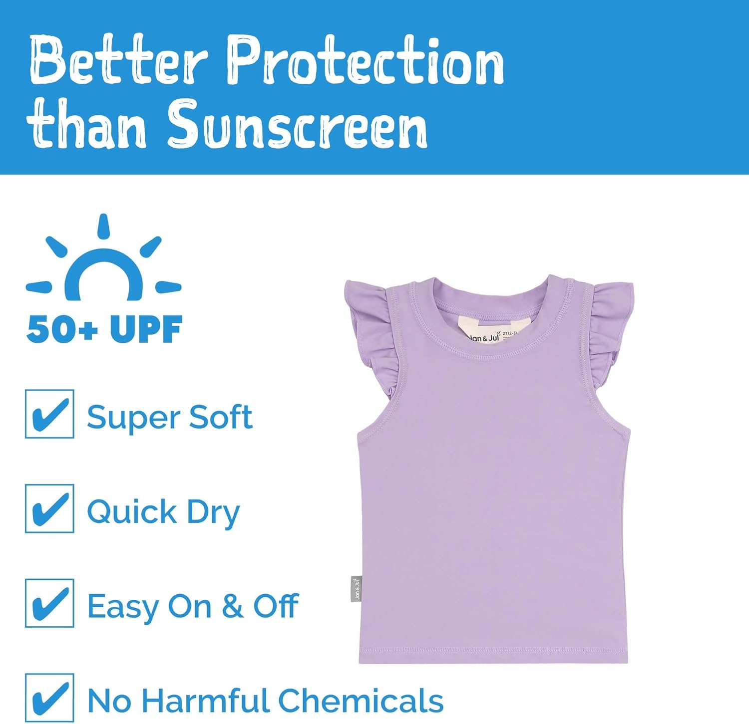 image:imageJAN amp JUL Quick Dry Beach Shirt with Ruffle Sleeves for GirlsUv Top Dusty Purple