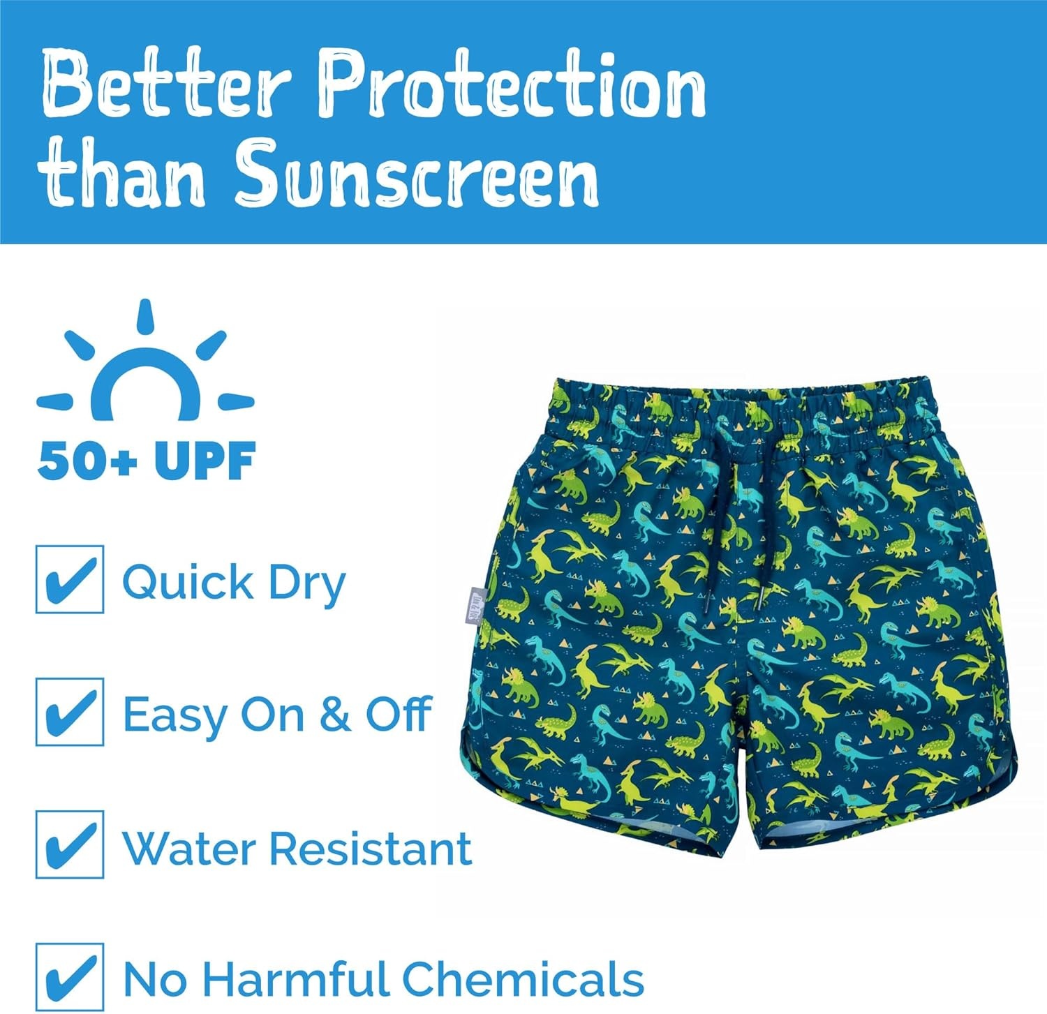 image:imageJAN amp JUL Quick Dry Swim Shorts amp Beach Shirt with Ruffle Sleeves for GirlsSwim Shorts Dinoland