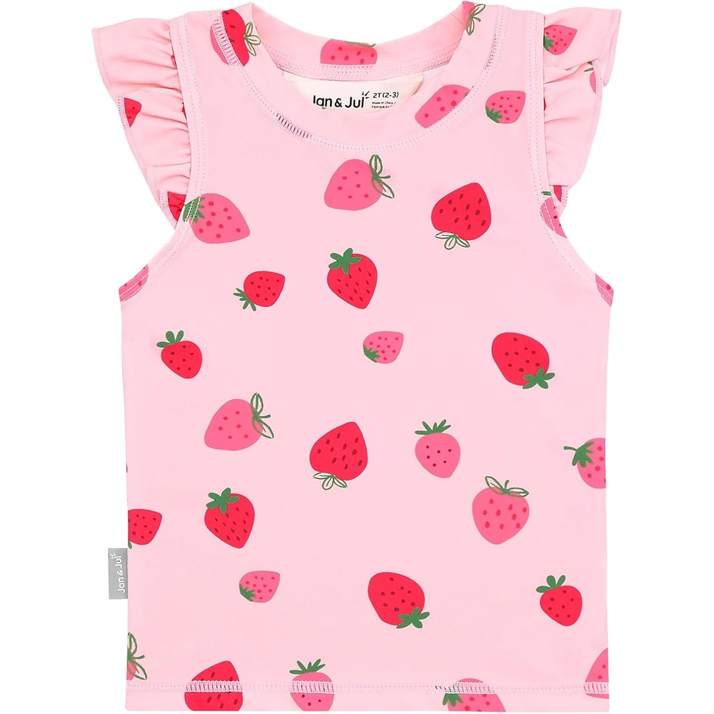 image:imageJAN amp JUL Quick Dry Beach Shirt with Ruffle Sleeves for GirlsUv Top Pink Strawberry