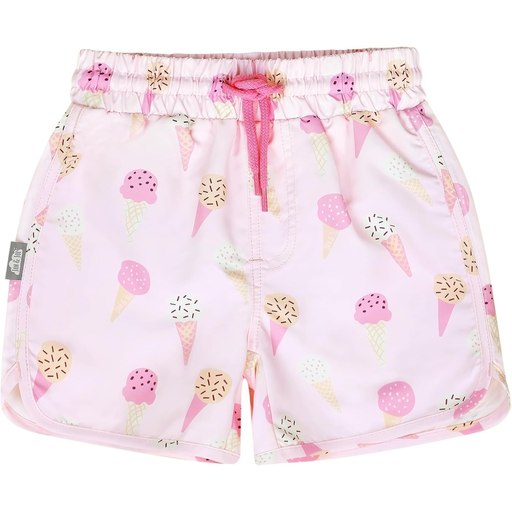 image:imageJAN amp JUL Quick Dry Swim Shorts amp Beach Shirt with Ruffle Sleeves for GirlsSwim Shorts Pink Ice Cream