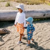 JAN & JUL Quick Dry Swim Shorts & Beach Shirt with Ruffle Sleeves for Girls(Swim Shorts: Crabby Crab)
