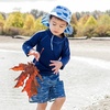 JAN & JUL Quick Dry Swim Shorts & Beach Shirt with Ruffle Sleeves for Girls(Uv Shirt: Navy)