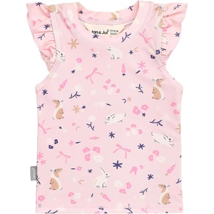 JAN & JUL Quick Dry Beach Shirt with Ruffle Sleeves for Girls(Uv Top: Bunny Flowers)