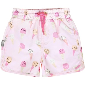 JAN & JUL Quick Dry Swim Shorts & Beach Shirt with Ruffle Sleeves for Girls(Swim Shorts: Pink Ice Cream)